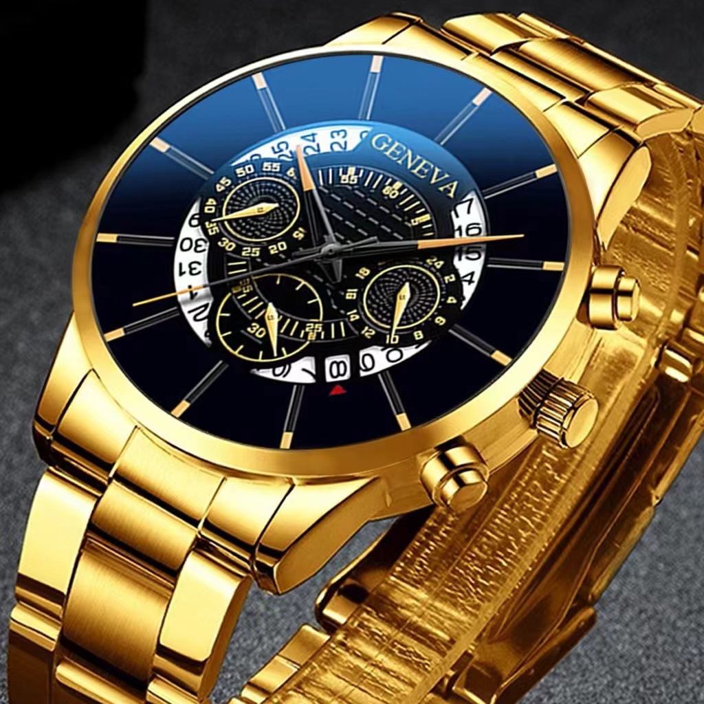 Calendar steel band watch men's large dial quartz watch men's watch foreign trade men's watch