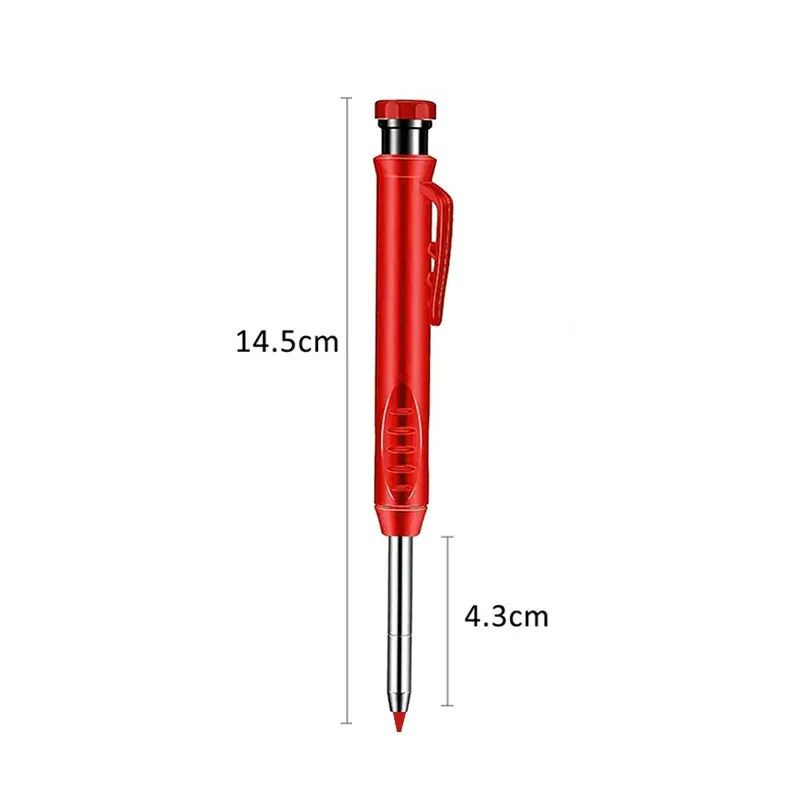 Carpenter Pencil Metal Long Head Deep Hole Professional Engineering Quick Drying Marker Graphite Woodworking Black Red Lineation