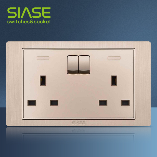 Universal Switch Wall Plug Socket Electric Power 13A Gold