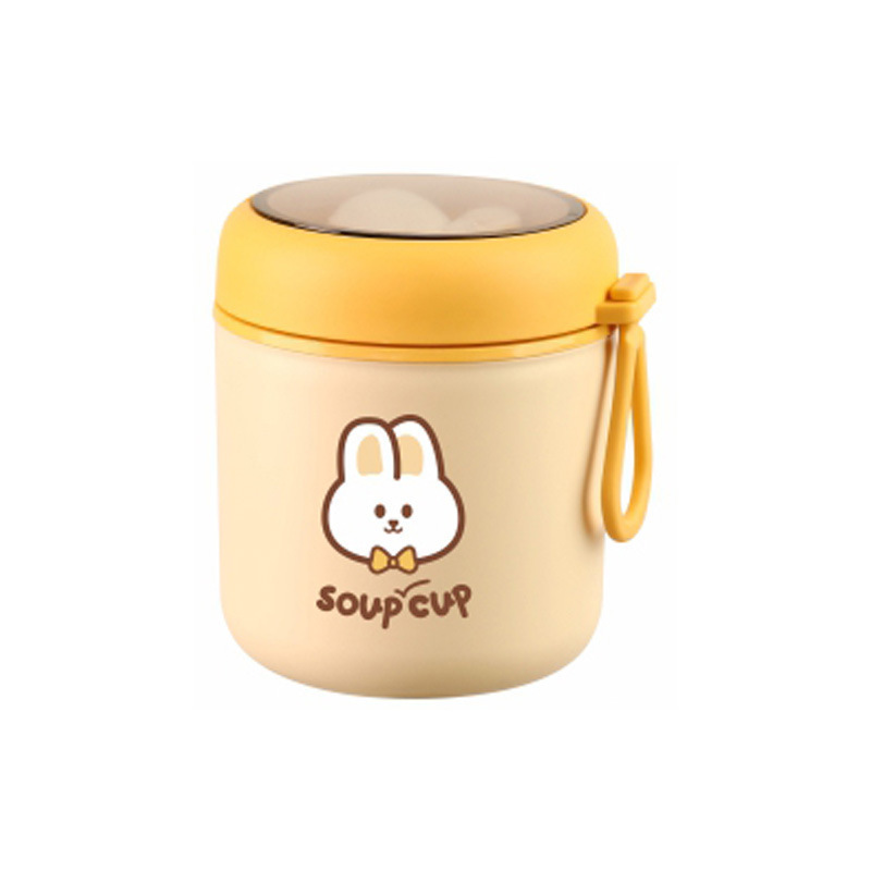 Food Grade 304 Stainless Steel Breakfast Mug, Portable Leak-Proof Sealed Soup Cup with Lid & Foldable Spoon, Multifunctional Insulated Milk Soybean Oatmeal Cup for Home Office Outdoor Travel