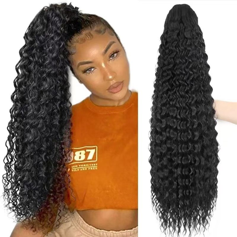 Wig for women corn silk corn curl fluffy natural drawstring ponytail Latin American curly wig