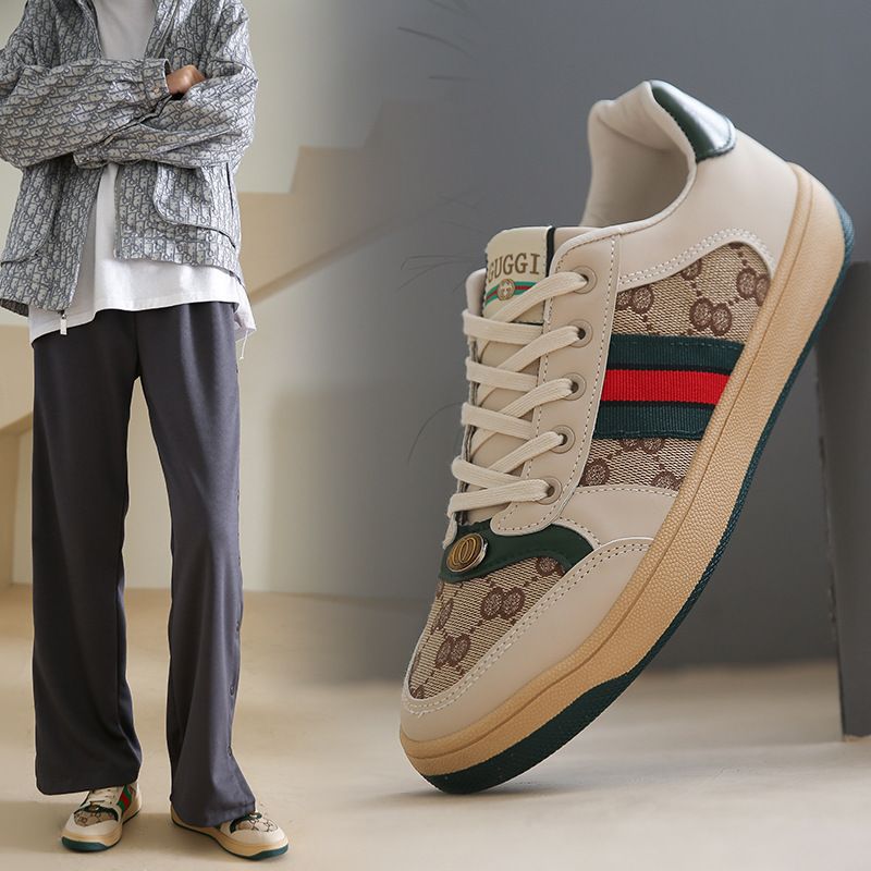2024 spring new pair shoes men's casual shoes solid color sports student shoes flat running men's shoes board shoes