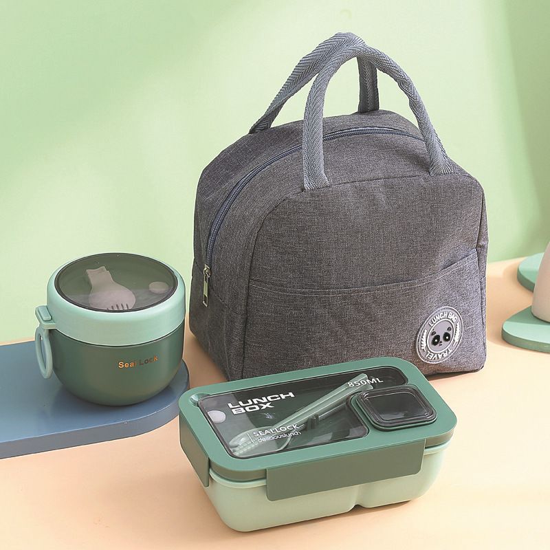 Handheld Compartmentalized Lunch Box Microwave Heat Student Lunch Box Office Worker Simple Light Food Lunch Box Kitchen Dining Storage Travel To-Go Food Containers