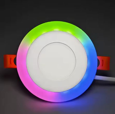 Home Office Modern Round Double Color 6 + 3W Ceiling Recessed Surface Led Panel Light White + RGB