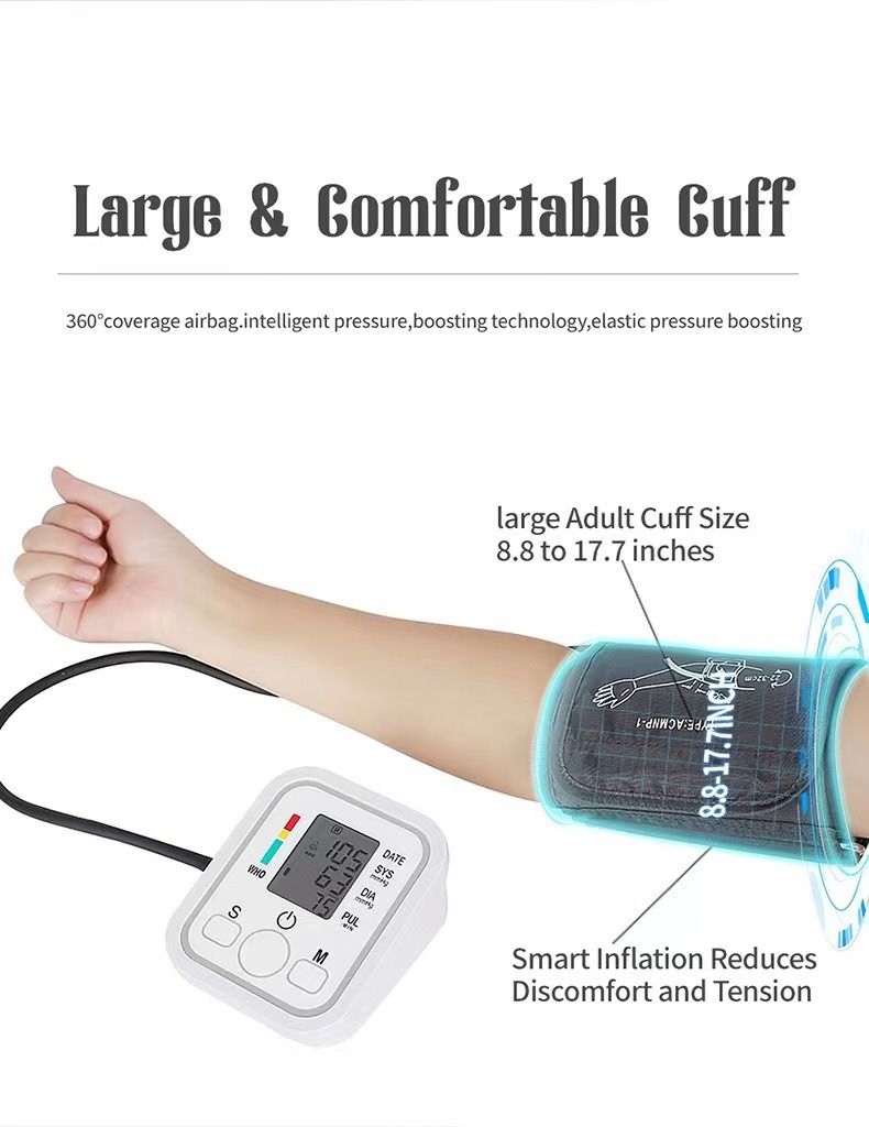 Fully Automatic Intelligent Electronic Blood Pressure Monitor, Large Screen Touch Control Household BP Measuring Device for Export
