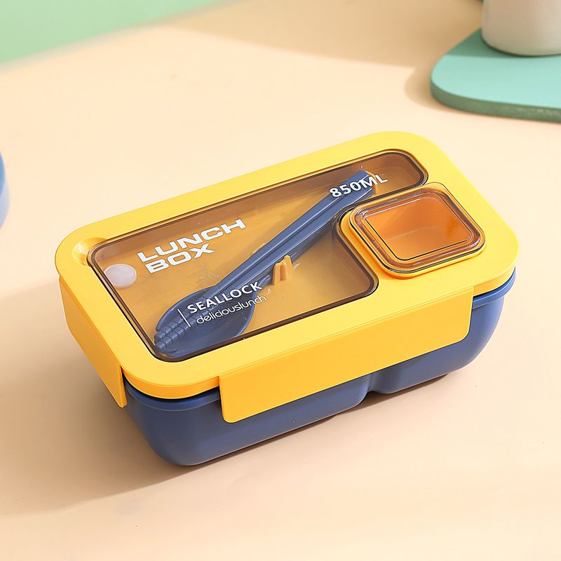 Handheld Compartmentalized Lunch Box Microwave Heat Student Lunch Box Office Worker Simple Light Food Lunch Box Kitchen Dining Storage Travel To-Go Food Containers