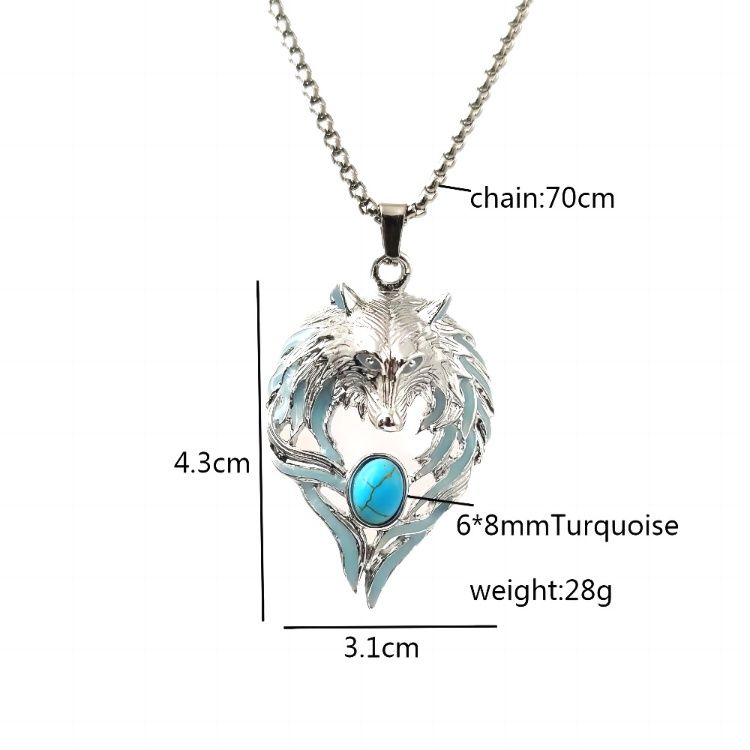 Street domineering Wolf King luminous necklace CRRSHOP Luminous pendant necklace, Hip Hop Turquoise Diamond Glow Pendant necklace free shipping