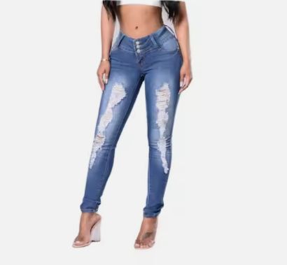  Premium Quality distressed skinny jeans - Light Blue Slim Fit Jeans Made With Cotton