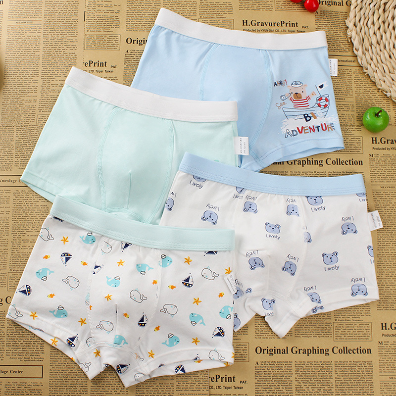 8011 4Pcs/lot Cotton Kids Boys Underwear Boxer Baby Children Panties Briefs for Boy Teenager Underpants 2-14Y