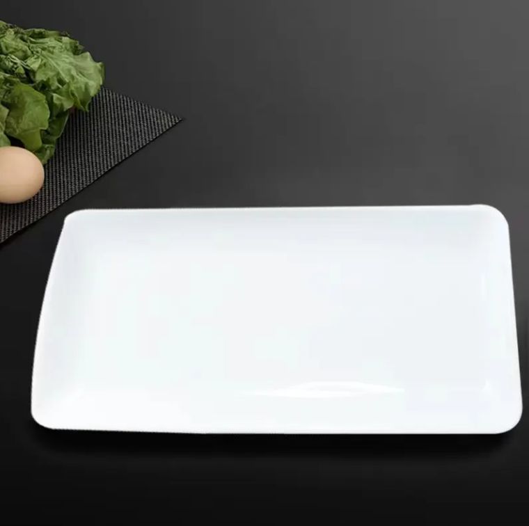 Ceramic Porcelain Rectangular Salad Dessert  Dinner Plates For Serving Trays for Fruit, Sushi Appetizer, and Parties Stackable - T-01