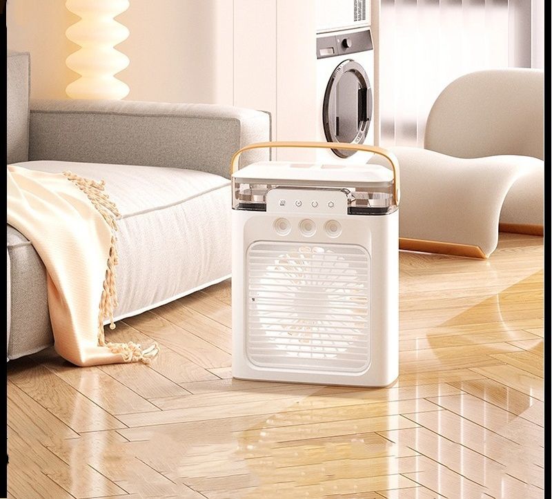 Rechargeable Desktop Cold Air Fan Multifunctional Spray Humidifier Portable Mini Cooling Electric Fan For Office Dormitory Home Student Use