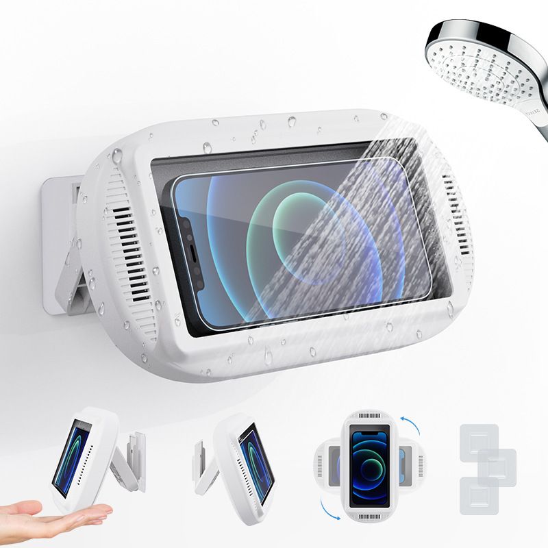 Waterproof touch screen wall-mounted bathroom 360-degree  phone holder rotating folding telescopic punch-free mobile phone box