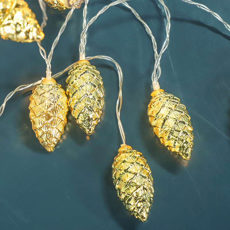 Holy Fire 1.5M 10 Led Pine Cone Fairy Lights Christmas Decoration 2023 Festoon Tree Decor Christmas Lights New Year's 
