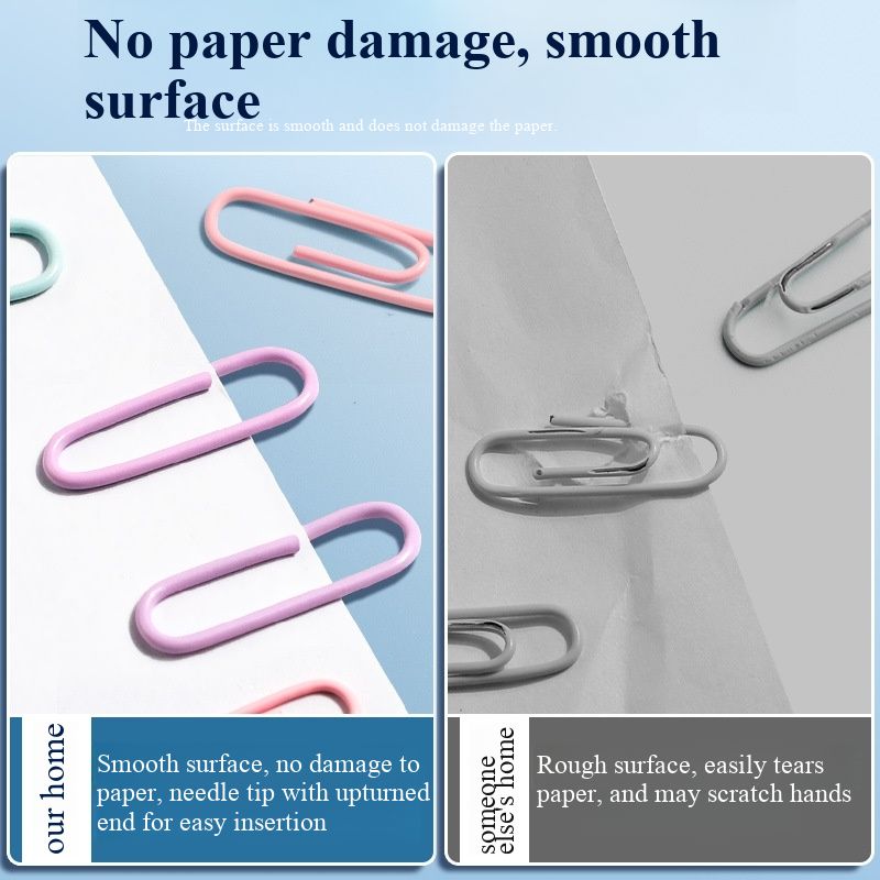 Colorful Coated Paper Clips Large Size Rustproof Metal Paperclips Bookmark Document Organizer with Storage Box Office School Stationery Supplies