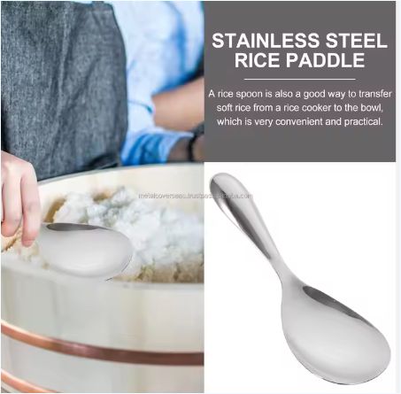 Stainless Steel Rice Spoon Paddle For Serving, Mixing, Draining, Scooping, Scraping.
