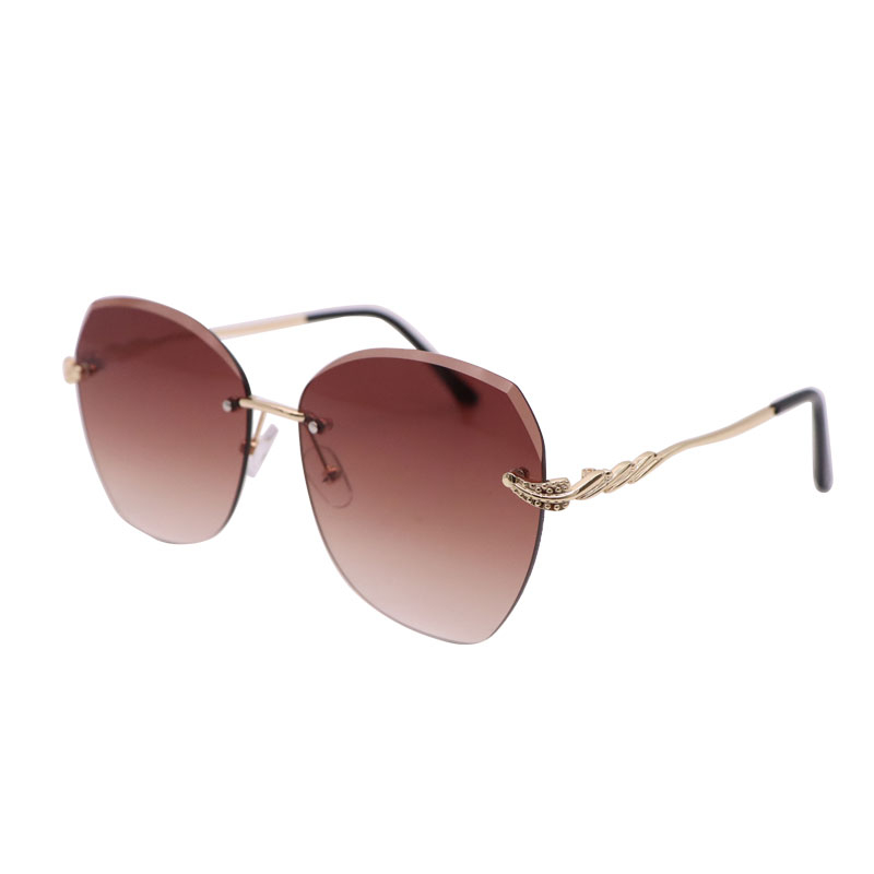 427 Cat Eye Rimless Pink Sunglasses for Men Women Brand Vintage Luxury Female Car Driving Retro Eyeglasses Trending Glasses Eyewear