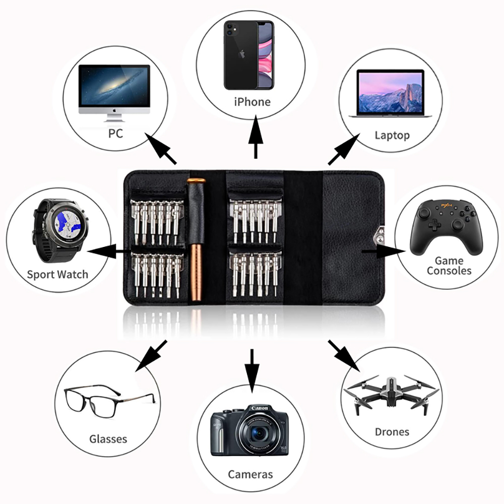 WELLHOME 25 in 1 Precision Magnetic Screwdriver Set, Professional Repair Tools Kit with Portable, Screw Driver Set for iPhones, Computer, PC, Tablet, Smartphone and Other Electronices etc