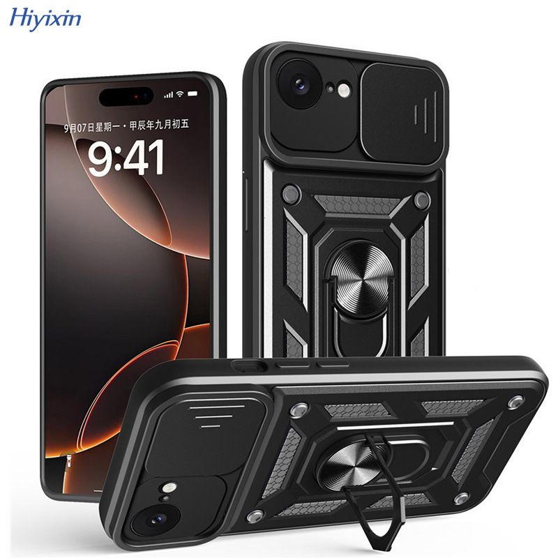 Phone Case Cover Suitable for IPhone 17 Pro Max Sergeant Ring Holder Phone Case Apple 7 Straight Armor Sliding Window Protective Cover