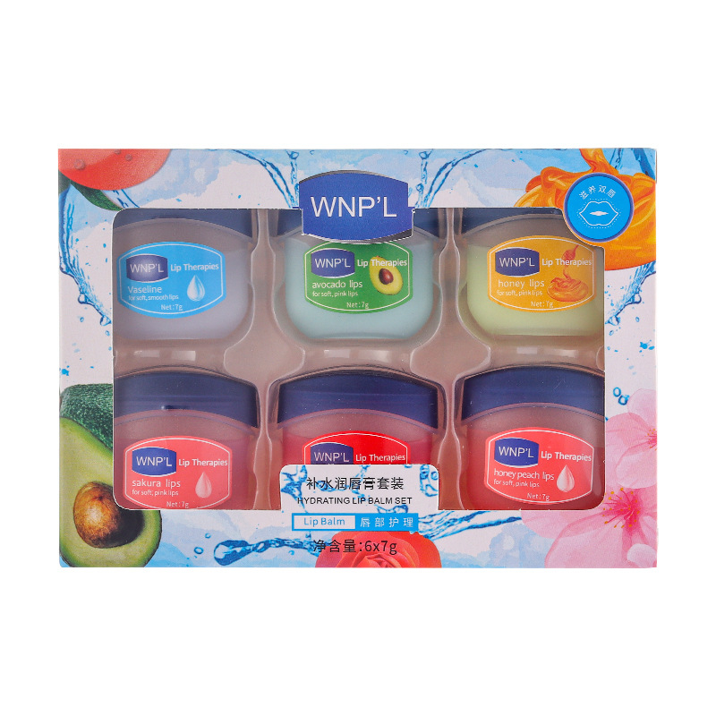 9973 6/8 Pcs Lip Balms Moisturizing Refreshing Non-sticky Fruit Series Anti-Cracked Lip Treatment Vaseline for Makeup Lip Gloss Set