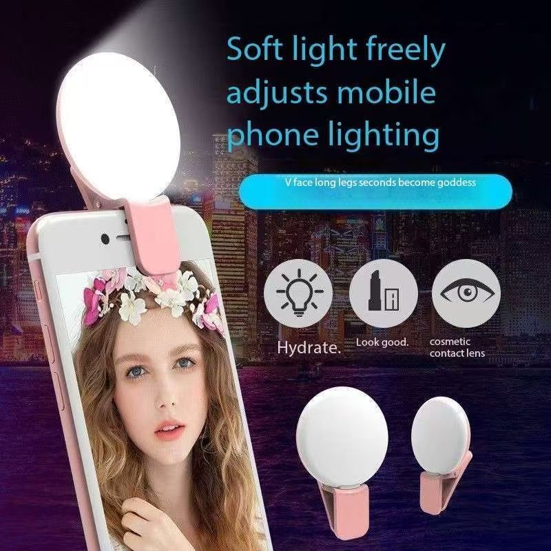 Mobile fill light whitening tool for live streaming, photo beauty, adjustable brightness, large aperture clip, night lighting light