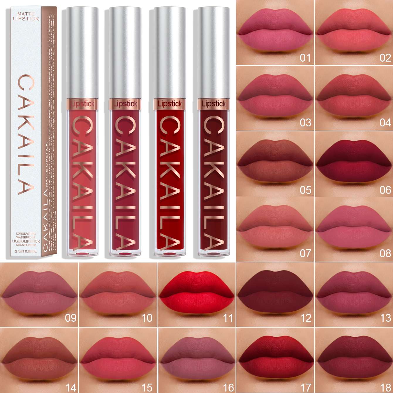 CAKAILA Lip matte 18Colors Non Touching Cup Lip Color Non Fading Makeup Gloss Lip