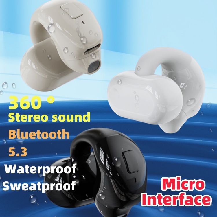 Wireless ear clip type T16 Bluetooth earphones noise reduction motion commerce waterproof Sports clamp ear headset CRRSHOP black white Apricot color earphones bluetooth headset
