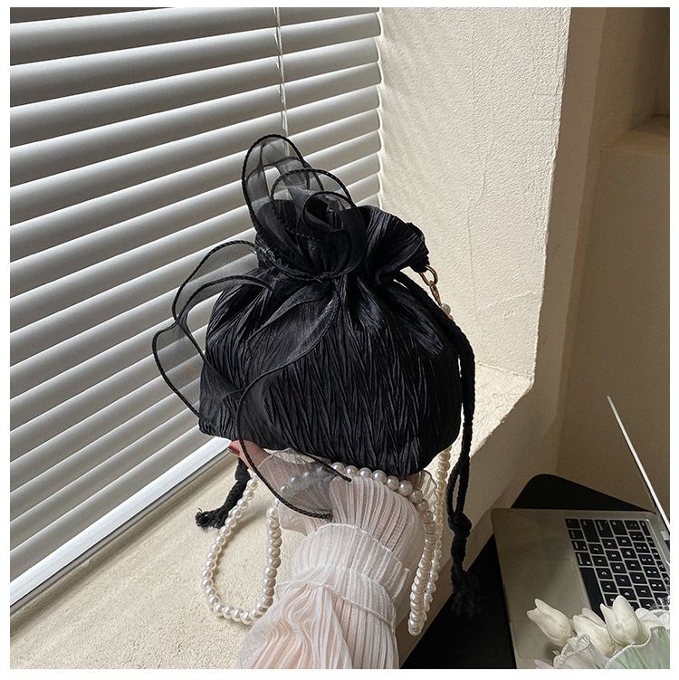 2025 Summer Trendy New Women's Bag, Pearl Pleated Crossbody Bag for Women, Fashion Versatile Single-Shoulder Bag, Korean Niche Texture Ladies' Bag