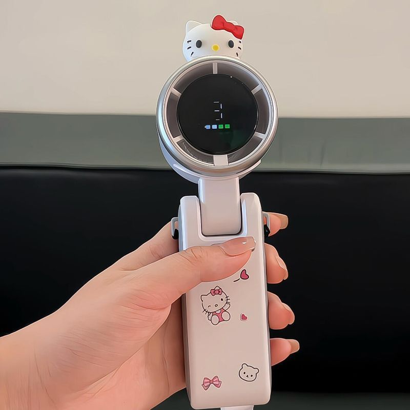 2026 New Hello Kitty Leafless Neck Fan Dual-use Handheld Turbo Mini Fan Silent Portable Hanging Neck Cooling Fan Ultra Long Battery Life Rechargeable Cute Cartoon Personal Fan For Outdoor Travel Sports