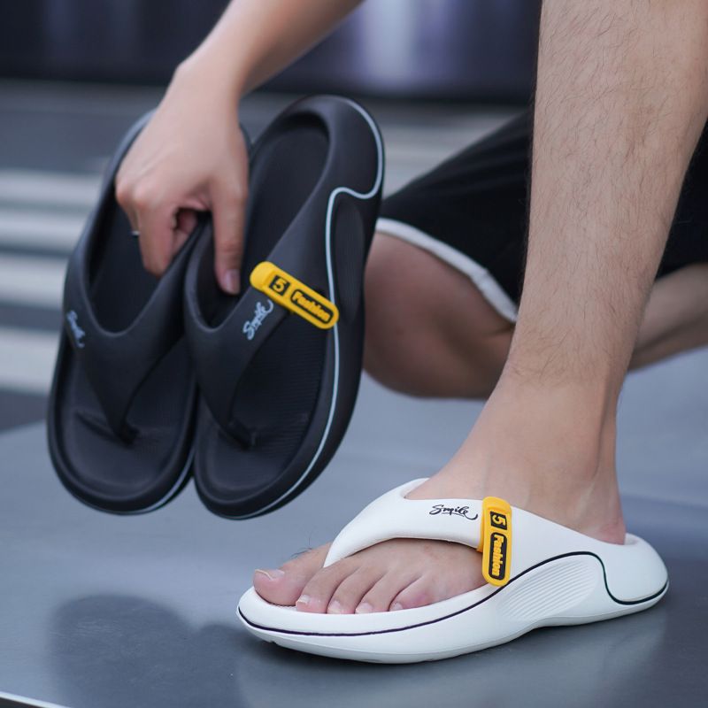 Men's Thick-Sole Cushioned Flip Flops, Non-Slip Lightweight EVA Summer Slippers, Comfortable Sporty Beach & Indoor Footwear, 3 Colors Available, EU Size 40-45