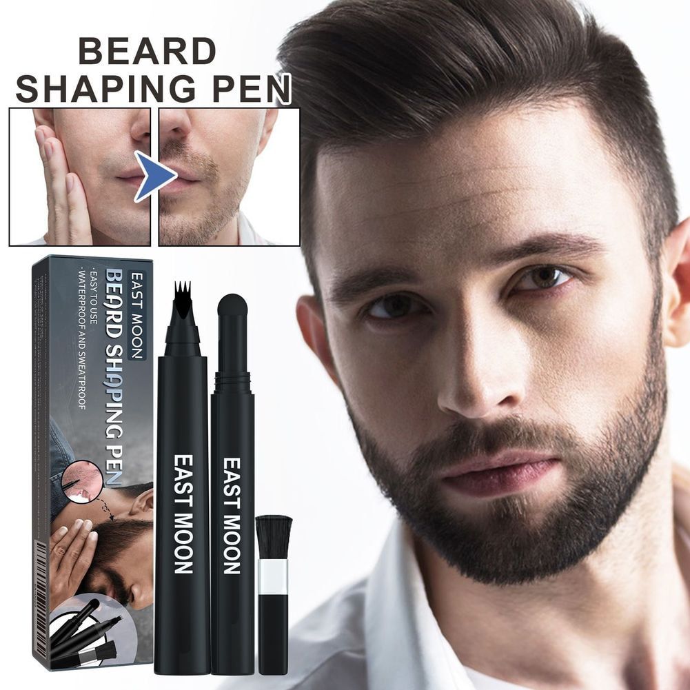 East Moon Beard Enhancer Brush Beard Coloring Shaping Filler Tools Waterproof Black Brown Beard Filling Pen Kit