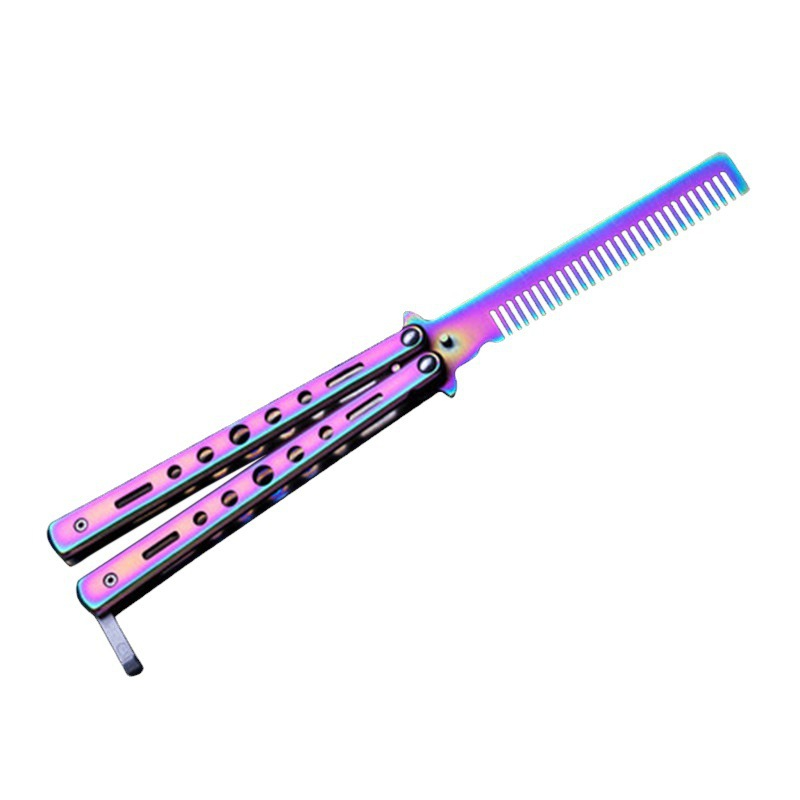 L-095 Safety Practice Comb Training Tool Colorful Titanium Comb Uncut Blade Beginner Tactical Comb