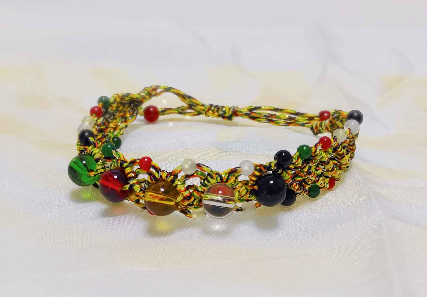WELLHOME Merry Christmas Chinese New Year five-color thread wide models five-color beads five-color rope bracelets for men and women hand-knitted vajra knot red rope bracelet