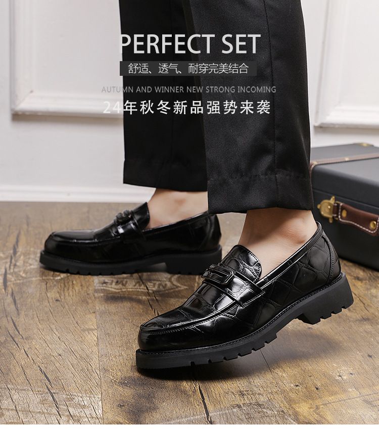 2025 Autumn/Winter new cross-border large-sized leather shoes, shiny loafers, business wedding leather shoes, men's shoe trend 48