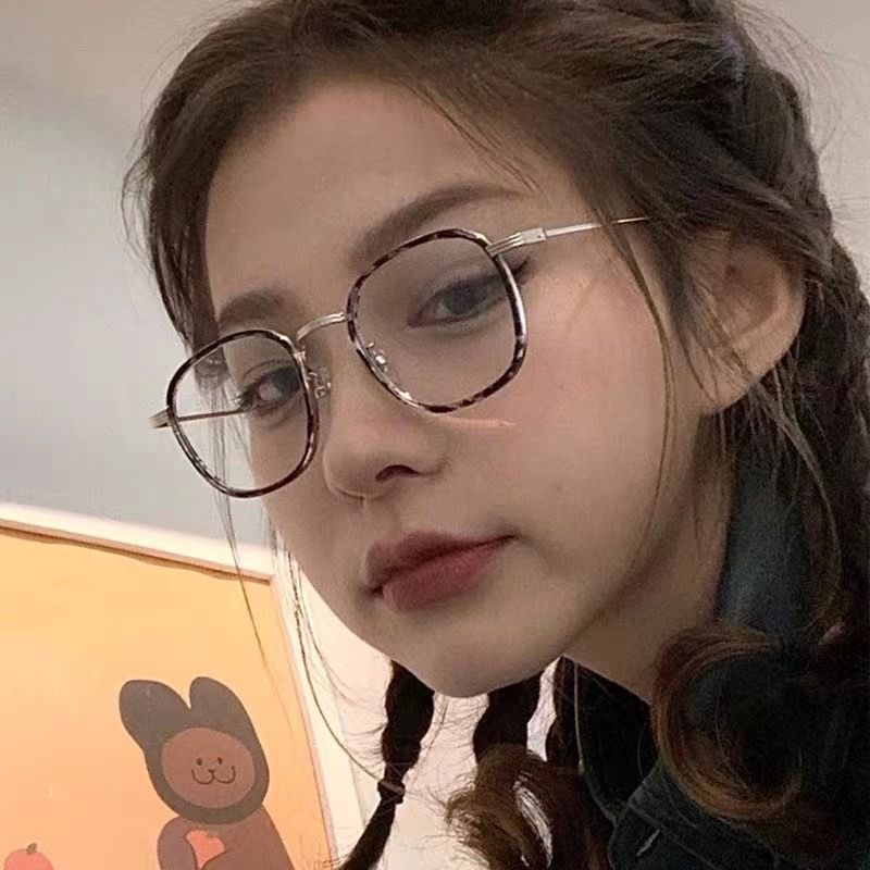 371 Women's New Vintage Anti-Blue Light Tortoiseshell Glasses Round Frame Decorative Glasses