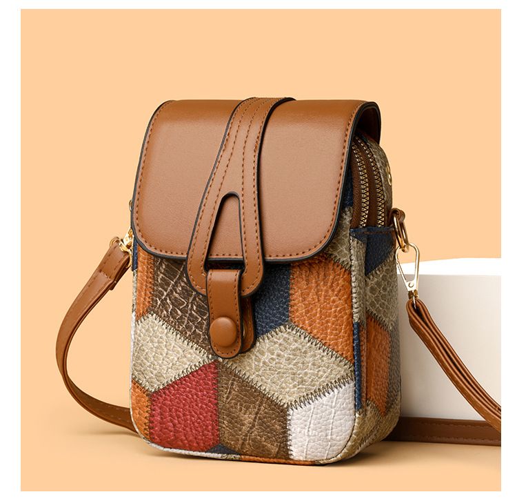 Women Soft Leather Vertical Phone Bag Multi-compartment Zipper Crossbody Bag Fashion Versatile Elegant Casual Mini Shoulder Bag
