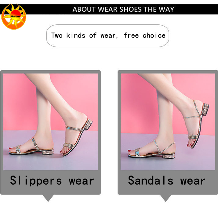 women's sandals two wear low heel flat bottom shoes leisure slippers ladies fashion shoes