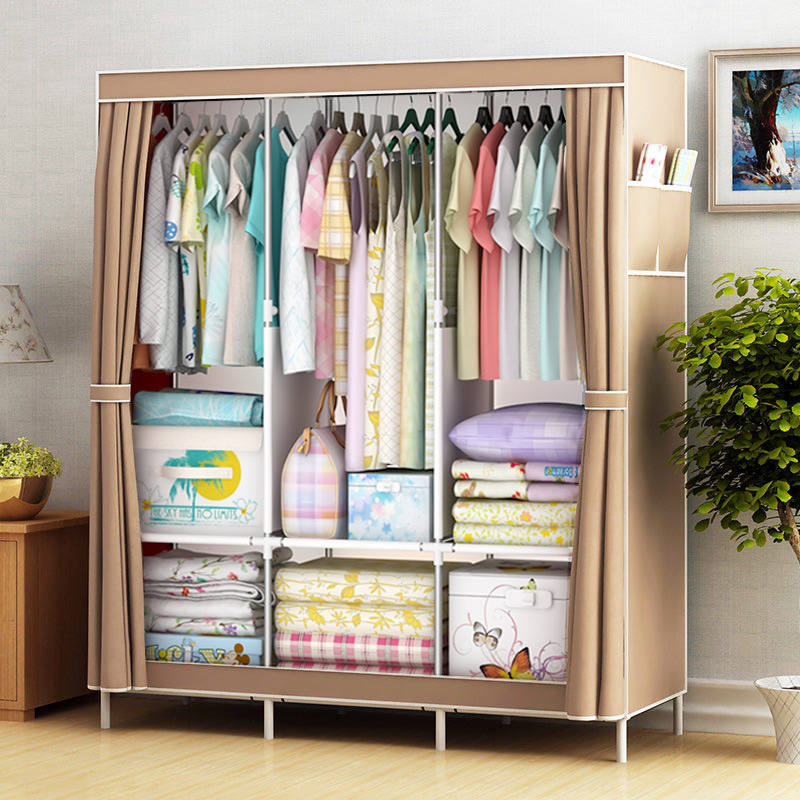 Simple Cloth Wardrobe Storage Wardrobe Dust proof Wardrobe Dormitory Steel Frame Reinforcement Combination Rental Room Student Only Wardrobe