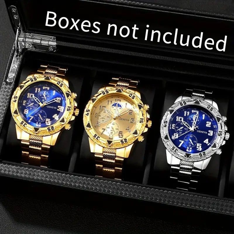 Hot selling men's high-end large dial alloy three eye watch men's business watch