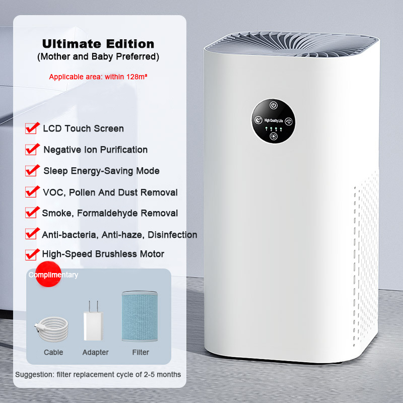 AP-2008 Air Purifier For Home Protable HEPA & Carbon Filters Negative Ion Smart Control Panel Efficient Purifying Air Cleaner