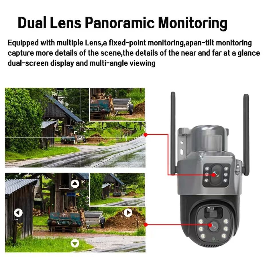 2K Solar Security Cameras Wireless Outdoor, 2 Pack 360 View Pan/Tilt WiFi Security Camera Outside with Color Night Vision,Easy to Install, PIR Alarm, 2-Way Audio

