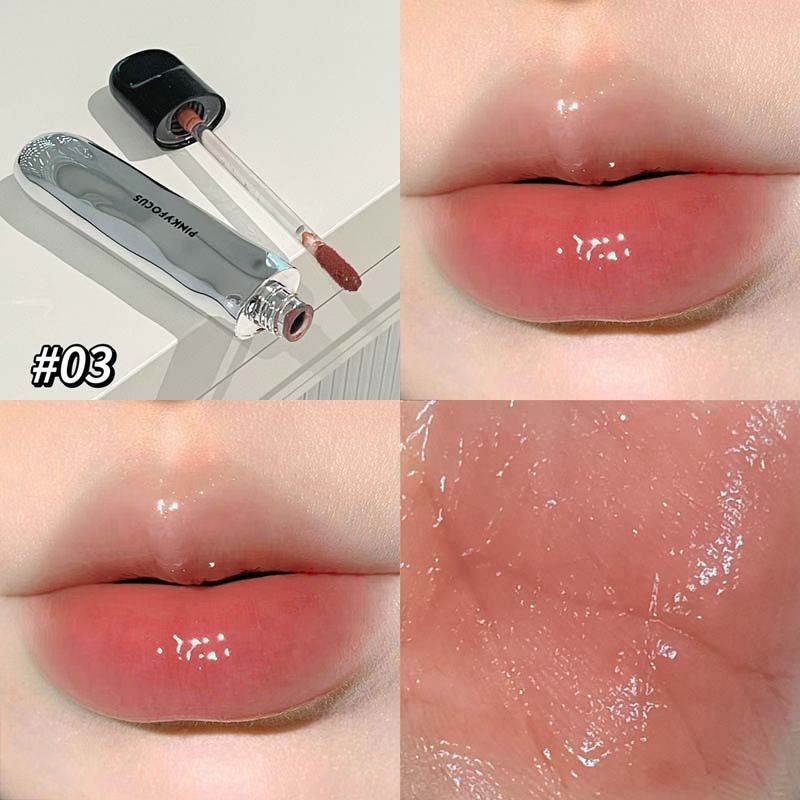 PinkyFocus Black Yaoyue Light Mirror Lip Glaze Korean Pure Want to Show Tender and Moisturizing Hydrating Glass Dudu Lip Lipstick