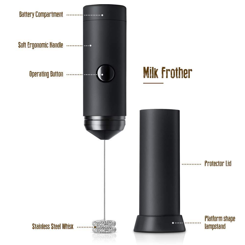 Portable Travel Electric Milk Frother Foamer, Drink Mixer, Eggs Beater Mini Handle Stirrer for Bulletproof Coffee, Matcha, Hot Chocolate, Mini Battery Operated Milk Whisk Frother