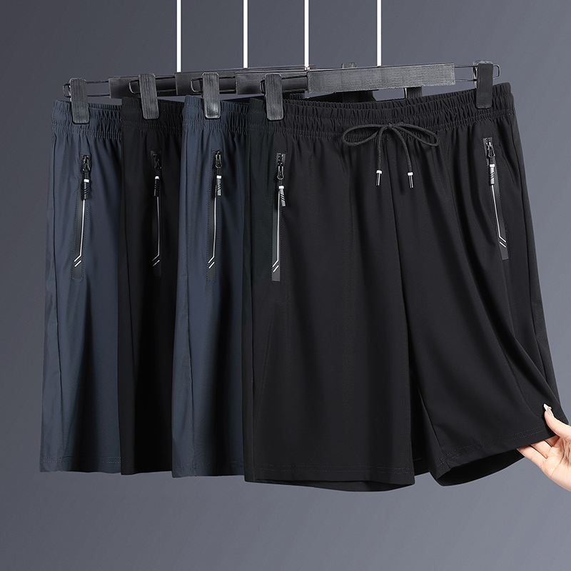 HC-523 Men's Summer Thin Ice Silk Shorts Loose Straight Stretch Sweatpants