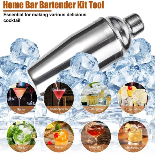 Bamboo Essentials 10-Piece Bartender Kit, Complete Bar Tool Set with Stylish Bamboo Stand, Home Bartending Kit, Martini Cocktail Shaker Set for An