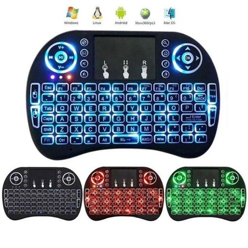 Rechargeable Mini 2.4GHz Backlit Wireless Keyboard Touchpad - Black