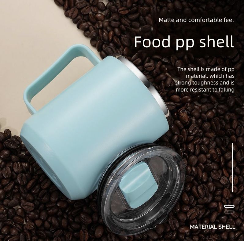 Stainless Steel Coffee Cup with Lid Household Drinking Cup Office Insulated Cup Large Capacity Kitchen Dining Dinnerware Coffee Cups Mugs