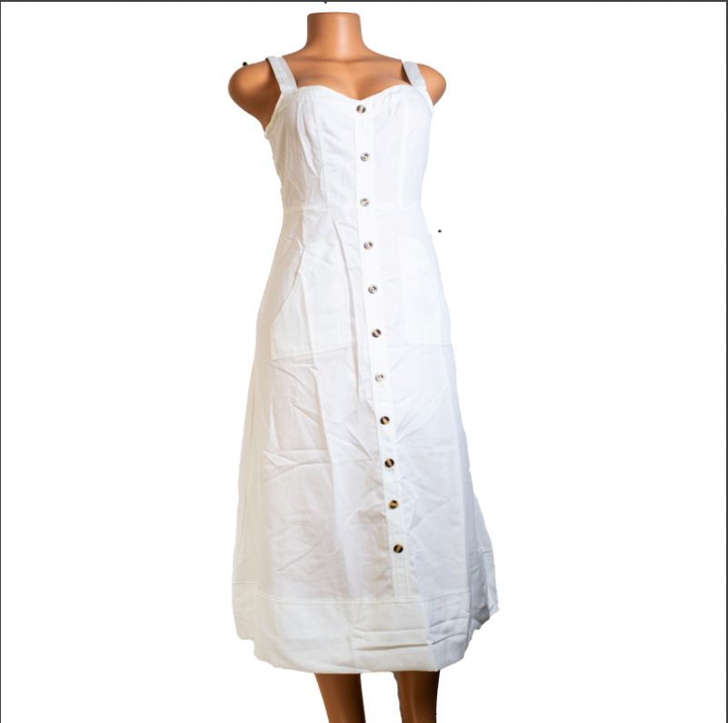 WORTHIER SUMMER DAYS BUTTON UP DRESS IN WHITE
