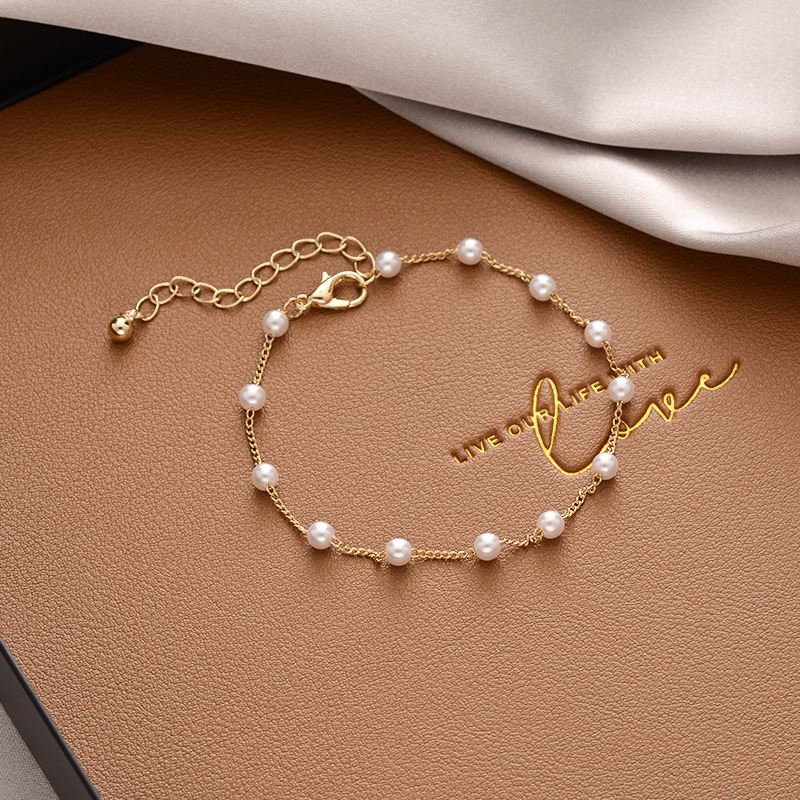 Ins‑Style Niche High‑Grade Pearl Bracelet for Women, All‑Match Titanium Steel Bangle, Delicate Couple Hand Jewelry for Daily Matching