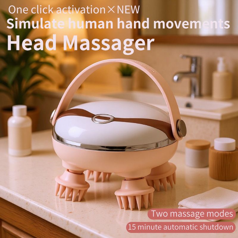  2026 New Multifunctional Head Massager Simulated Finger Kneading Red Light Soothing Portable Scalp Relax Device Stress Relief Acupoint Massage Tool Dual-use For Human Pets