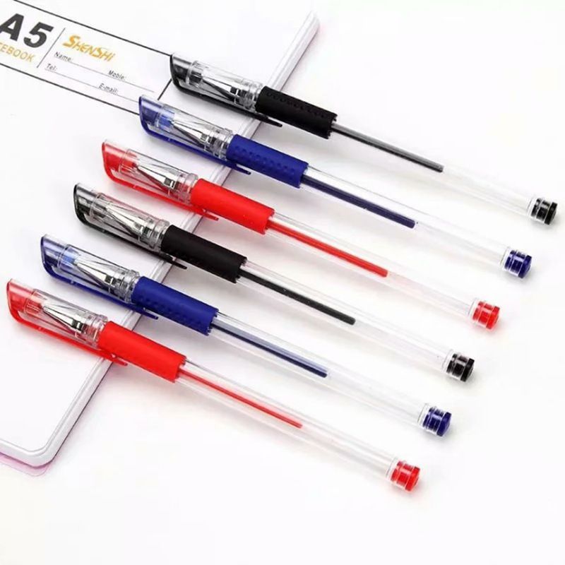 Transparent Clear Barrel Gel Pen 0.5mm Fine Point Black Red Ink Smooth Writing Neutral Pen Creative Stationery Student Exam Business Office Signature Pen Cultural Supplies
